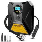 Autofy Triton 2 Years Warranty with AUTO Cut Digital Car Tyre Inflator 150PSi Portable Air Compressor Pump with Emergency LED Light (120W – with Copper Coil Motor & 19mm Metal Cylinder)