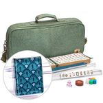Yellow Mountain Imports American Mahjong Set with 166 Tiles Adorned Oceanic Motif, Leatherette Case, Racks Pushers, Betting Coins, Dice, and Wind Indicator, Oceana