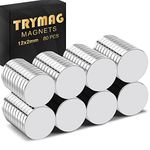 TRYMAG 80Pcs Magnets Neodymium, 12 x 2mm Small Strong Round Magnets Neodymium Disc Magnets for Crafts, Fridge Rare Earth Magnets for Whiteboard, Dry Erase Board, Dry Erase Board, Office