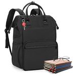 LoDrid Teacher Utility Bag, Heavy Duty Teacher Backpack for Men & Women, Teacher Tote Backpack for Work with Steel Frame Top, 15.6" Laptop Layer, Zip-Top Closure & Inner Padded, Black, Bag Only