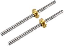 uxcell 150mm Length T8 8mm Dia Lead Screw Rod,8 Lead Stainless Steel Lead Screw Rod with Copper Nut Trapezoidal Thread for 3D Printer Z Axis2pcs