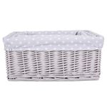 Colorful Painted Nursery Baby Room Wicker Storage Basket New Born Gift Hamper (Grey, Medium)