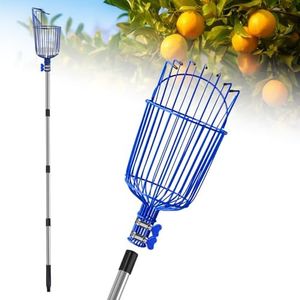Ginbel Direct 8-Foot Fruit Picker Pole Tool with Encrypted Fruit Basket, Adjustable Splicing Extension & Easy to Attach Light Fruit Picker, for Apple Avocado Lemon Mango Orange Cherry Tree (8-Foot)