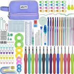 Artcome 124 pcs Crochet Kit for Adults and Kids, 14 Sizes Ergonomic Crochet Hooks with a Comfortable Grip for Beginners and Experienced Crocheters, Ideal for Creating Beautiful Projects