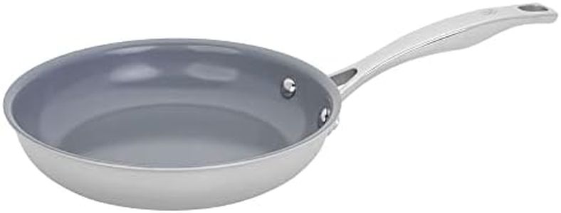 HENCKELS Clad H3 8-inch Induction Ceramic Nonstick Frying Pan, Stainless Steel, Durable and Easy to Clean