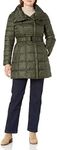 Big Chill Womens Spread Collar Puffer Coat with Side Zippers, Dark Green, Medium