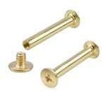 INCREWAY Binding Chicago Screws, 30Pcs Brass Plated Binding Screw Binder Post Durable Cross Head Chicago Screws, 0.19x1.37inch/5mm x 35mm