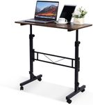 Standing Desk Adjustable Height, Mobile Stand Up Desk with Wheels Small Computer Desk Rolling Desk, Portable Laptop Desk Rustic Standing Table Sit Stand Home Office Desks 16"x31.5" Height 27"-43.5"