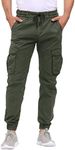 LEPOAR Men's Hiking Cargo Pants Joggers Slim Fit Stretch Lightweight Casual Work Pants with Pockets Drawstring Waist, 657-army Green, 32