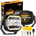 Auxbeam XP-Ultra Series 270° Side Shooter LED Light Bar, 5Inch 174W 20400LM Amber DRL & Turn Signal Fog Pods, Super-Wide Vision Amber/White 4x4 Offroad Lights with Covers, Pair