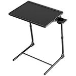 Sutekus Adjustable TV Tray Table Folding TV Tray with Cup Holder Folding Table Trays with 6 Height & 3 Tilt Angle for Couch, Laptop, Bed, Black