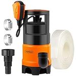 VonHaus Submersible Water Pump with 8m Hose (400W) - Includes Jubilee Clips - Drain Dirty or Clean Water from Pond, Swimming Pool, Hot Tub, Flooded Cellar - with Float Switch & Hose Connector