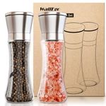 Salt and Pepper Grinder Set, Adjustable Coarseness Coarse & Fine Salt Shakers, Premium Ceramic Glass Body Salt and Pepper Mills [Without Spice Content]