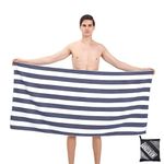 Large Thin Microfibre Beach Towel with Bag for Adult Men Women,160x90cm Gray Stripe Beach Towels Quick Dry Sand Free Lightweight Swim Bath Towel for Travel,Swimming,Pool,Holiday,Camping,Yoga,Gym Sport