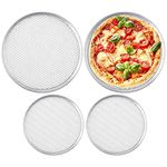 4 Pack Seamless Round Pizza Screen, 2 Pcs 12 inch Aluminum Mesh Pizza Screen and 2 Pcs 10 inch Pizza Mesh Baking Tray for Home Kitchen Restaurant Supplies