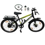 Najif Fraxinus 24T Ranger Sports Bicycle with Dual Disc Brake, Front Shocker Cycle, Single Speed, Internal Carrier, 85% Semi Assembled Bike, Age 9-13Years, Green