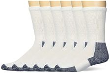 Thorlos Men's 1Pair Xj Max Cushion Crew Running Socks, White/Navy (6 Pairs), Large