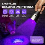 SAOPRKLER New UV5 385-395nm UV Flashlight Rechargeable High Intensity 5 LED Black Light Flashlight for Pet Urine Detection, Scorpion Spotting, AC System Inspection and Rock Fluorescence