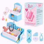 BABESIDE Mini Silicone Reborn Dolls – 3 Inches Cute Tiny Realistic Reborn Doll, Miniature Reborn Baby with Bathroom Playset, Outfit for Kids Age 3+ (Blue)