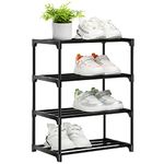 OLYREO Shoe Rack, Stackable Small Shoe Rack 4 Tier, Footware Storage, Slim Shoe Rack Storage Organizer, Black Shoe Stand for Hallway, Bedroom,Quick Assembly (All Black, 4 Tier)