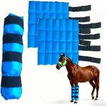 Ice Boot for Horses Ice Pack Wraps, Cooling Wraps for Hock & Horse Injuries, Reusable Horse Leg Ice Boot Cold Pack with Flexible Straps, Universal Size, 16.9" x 16.1" Blue - 1 Pair