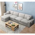 FURNY - Alora 5 Seater Fabric Sectional LHS L Shape Sofa Set (Light Grey)