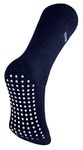 THMO - Mens Thick Thermal Fleece Lined Indoor Slipper Socks with Non Slip Grips (6-11 UK, Navy)