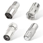 Superbat F-Type Coaxial Adapter 50ohm F Male/Female to TV Pal Male/Female TV Cable Adapter 4Pcs Low Loss Coax Adapter for TV USB Antenna FM Radio TV Tuner Stereo Receiver etc.