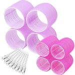 BOGOTA 8 pcs Hair Rollers with 8 Clips Set, 4 Pcs Jumbo and 4 Pieces Large with 8 Clips Self Grip Holding Curlers for Long Medium Short Thick Fine Thin Hair Bangs Volume - Random Color