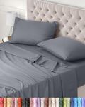 Utopia Bedding Bed Sheet Set King, Grey, 4 Piece – Fitted Sheet, Flat Sheet with 2 Pillow Cases 50x75 – Wrinkle, Shrinkage & Fade Resistant – Oeko-Tex Certified, Polyester Microfiber Fabric