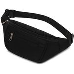 Bumbags Waist Fanny Packs for Men Women, Fashion Bum Bag with Adjustable Belt for Sport Running Hiking Jogging Travel Cycling Walking Dog Boys Ladies ect (Black)