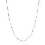 LeCalla 925 Sterling Silver BIS Hallmarked Pearl Station Link Chain Necklace for Women and Girls 20 Inches