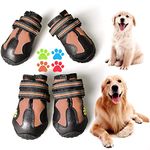 CovertSafe& Dog Boots for Dogs Non-Slip, Waterproof Dog Booties for Outdoor, Dog Shoes for Medium to Large Dogs 4Pcs with Rugged Sole Black-Brown