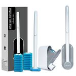 Hisucbetter 2Pack Disposable Toilet Brush and Holder with 16 Toilet Bowl Wand Refills Loaded Scrubbing Solution for Toilet Cleaning, Bathroom Cleaning Supplies Set, Grey(2-Pack)