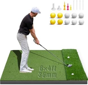 Dual-Turf Golf Mat 36mm: 6x4ft Extra Large Golf Hitting Mats Practice Outdoor Indoor, High-Density Artificial Turf Matt for Garage Simulator Chipping Driving Training, Ideal Gifts for Men Dad