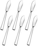 E-far Butter Spreader Knife Set of 6, 7-Inch Stainless Steel Cheese Dessert Knives for Kitchen Restaurant Party, Mirror Silver