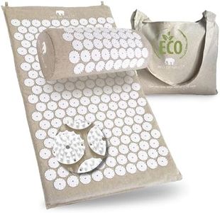BED OF NAILS Das komfortable ECO-Akupressurmatte und Kissen-Massage-Set - Linderung von Nacken- und Rückenschmerzen, Akupunkturmatte & Kissen-Set mit Leinen-Tragetasche