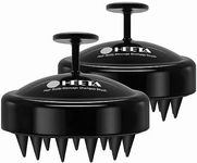 HEETA 2 Pack Hair Scalp Massager Shampoo Brush for Hair Growth, Hair Scalp Scrubber with Soft Silicone, Wet and Dry Hair Detangler (Whole Black & Whole Black)