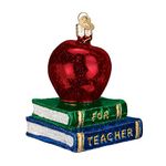 Old World Christmas Teacher's Apple Glass Blown Ornament