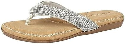 Cipriata Ladies Silver ALCEE Diamante Wide FIT Toe Post Sandals L672FS KD-UK 9 (EU 42)