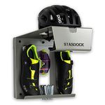 Stasdock Wall Bike Rack | Bike Storage Wall Mount System | for Race Bicycles (Silver Metallic) and Mountain Bikes | Bike Shelf | Indoor Bike Wall Bracket | Stores Helmet and Shoes | Home and Garage