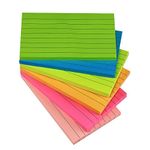 3 x 5 Inches Large Ruled Sticky Notes,76 x 127 mm 6 Brilliant Colors Assorted Landscape Orientation Lined Self-Stick Post Pads,80 Sheets/Pad