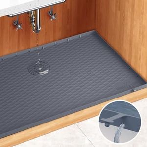 Premium Quality Under Sink Mat for Kitchen Waterproof 34" x 22" Silicone Under Sink Tray for Kitchen & Bathroom - Heavy Duty Kitchen Cabinet Organizers and Storage Sink Drip Tray