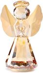 YWHL Champagne Crystal Glass Guardian Angel Figurine, Handmade Angel Statue Gifts for Women, Art Collectible Figurines Decor