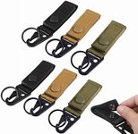 6 Pieces Tactical Gear Clip Nylon Key Ring Carabiner Belt Webbing with Strap Military Utility Hanger Keychain Hook Compatible with EDC Molle Bags for Outdoor Hiking Activities (Black Brown Green)