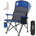 Overmont Back Support Camping Chair for Adults - Oversized with Adjustable High Backrest - Heavy Duty Folding Chair Supports 500 LBS - Cup Holder & Side Pocket – Perfect for Outdoor, Lawn, Beach Blue