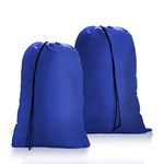 OTraki Large Travel Laundry Bags 2 Pack 24 x 32 inch Drawstring Organizer Bag Foldable Laundry Bag Toys Dirty Clothes Bag Tear Resistant Storage Bag for Hamper Basket Home College Dorm Camp, Blue