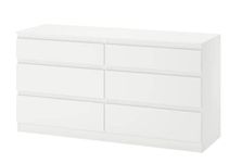 MARIAS KOMMERCE Kullen Chest of 6 Drawers, white140x72 cm (55 1/8x28 3/8 ")