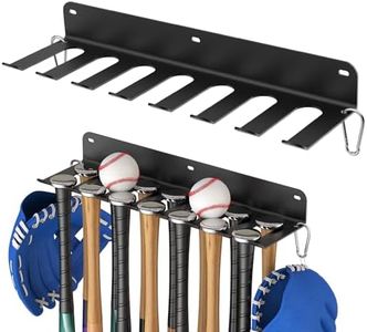 QBA 2 Pack Baseball Bat Rack, Baseball Bat Holder Wall Mount, Holds 14 Bats, Bat Organizer for Dugout Fence Home Garage, Black