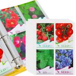 Seed Storage Organizer Sleeves 4 Pocket Garden Seed Organizer Binder Sheet Protectors Seed Packet Organizer, Slot Size 3.5"x 5.5" Clear 3 Ring Binder Seed Pockets for Postcards Photos Cards (60 Pcs)